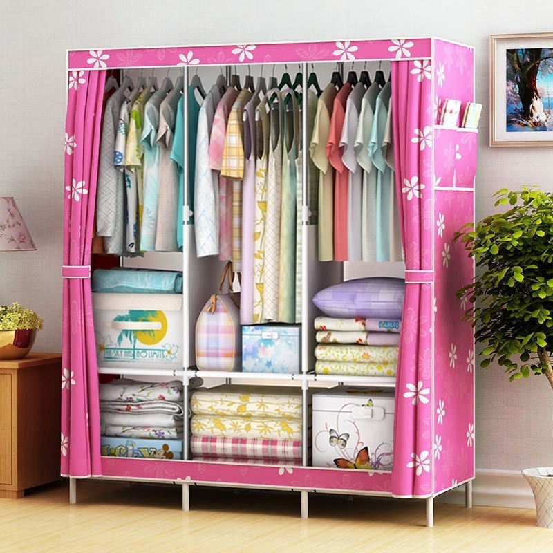 Cheap Folding Portable Plastic Cloth Closet Cabinet Assemble Non Woven Fabric Storage Cupboard Wardrobe