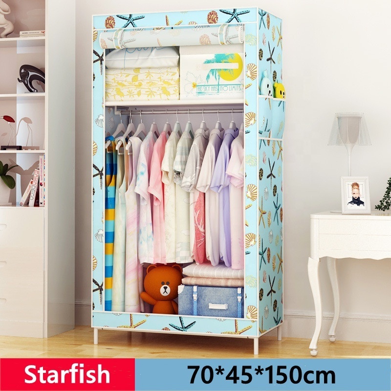 Folding Non Woven Door Wardrobe Portable Cabinet Assemble Cloth Closet