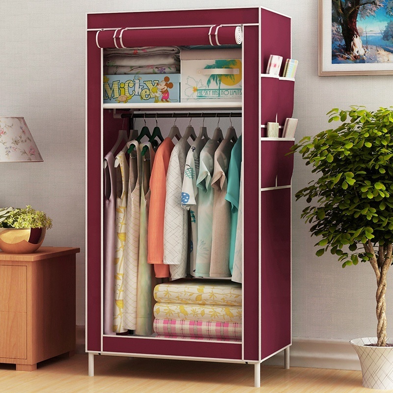 Folding Non Woven Door Wardrobe Portable Cabinet Assemble Cloth Closet