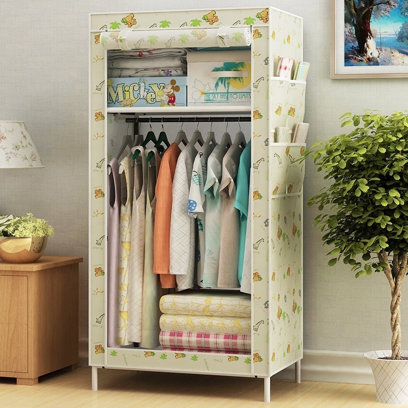 Folding Non Woven Door Wardrobe Portable Cabinet Assemble Cloth Closet