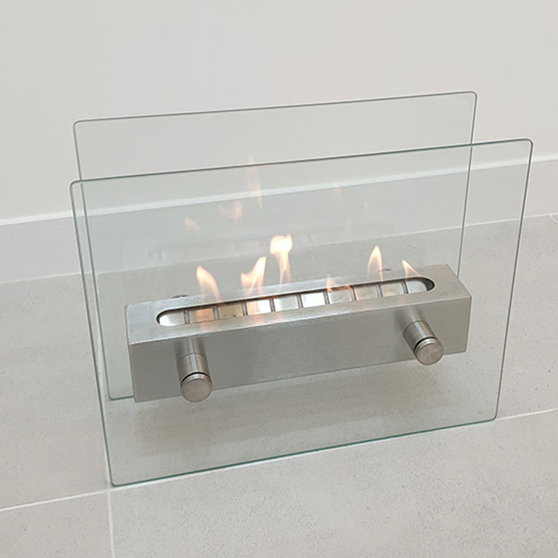 Rectangular Coffee Table Low Smoke Ethanol Mini Desktop Fire Pit With Glass