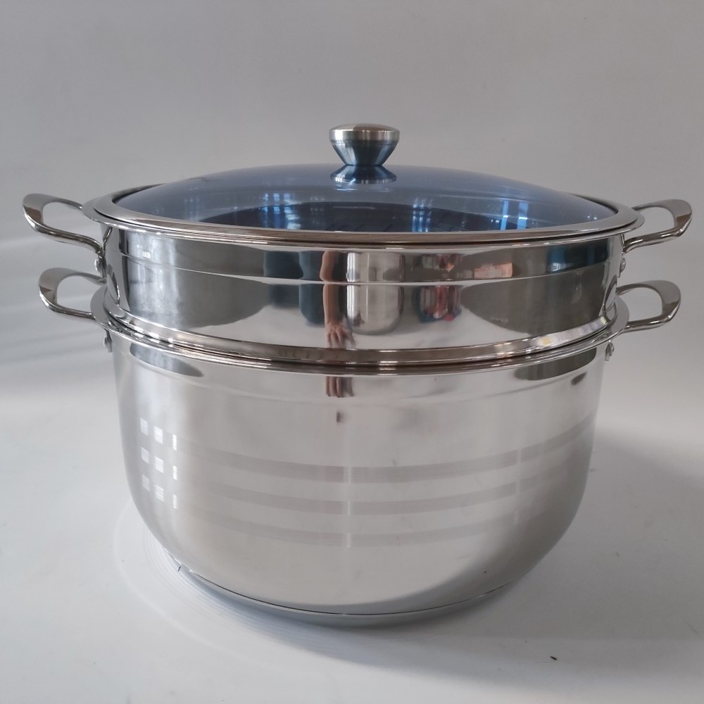 30-38cm African Stock Steamer Pot Set Large Non Stick Kitchen Cooking Stainless Steel Soup Pot