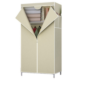 Cheap Bedroom Furniture Non Woven Fabric Armoire Zipper Folding Portable Wardrobe