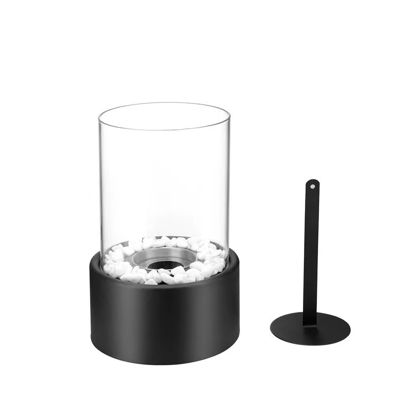 Modern Round Portable Outdoor Garden Furniture Indoor Smokeless Mini Stainless Steel Table Top Fire Pit Bowl With Glass