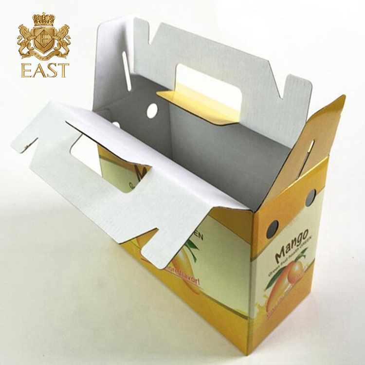 Custom Logo Mengo Paper Transport Packing Fruit Carton Box With Handle,mango packing boxes,custom box for mango