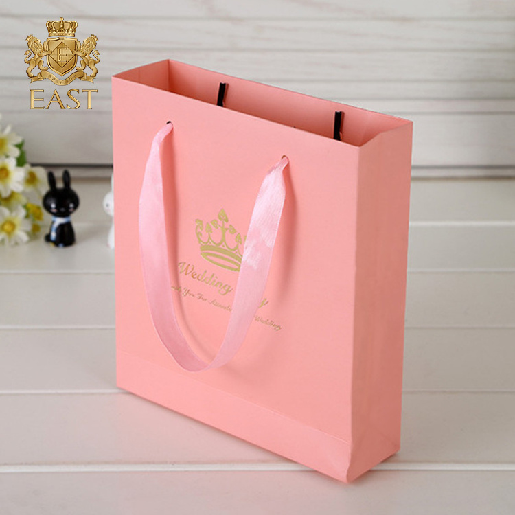 Eastbox. Oem China Red Custom Print Wedding Door Gift Paper Bag With Ribbon Handle Paper gift bag for Gift