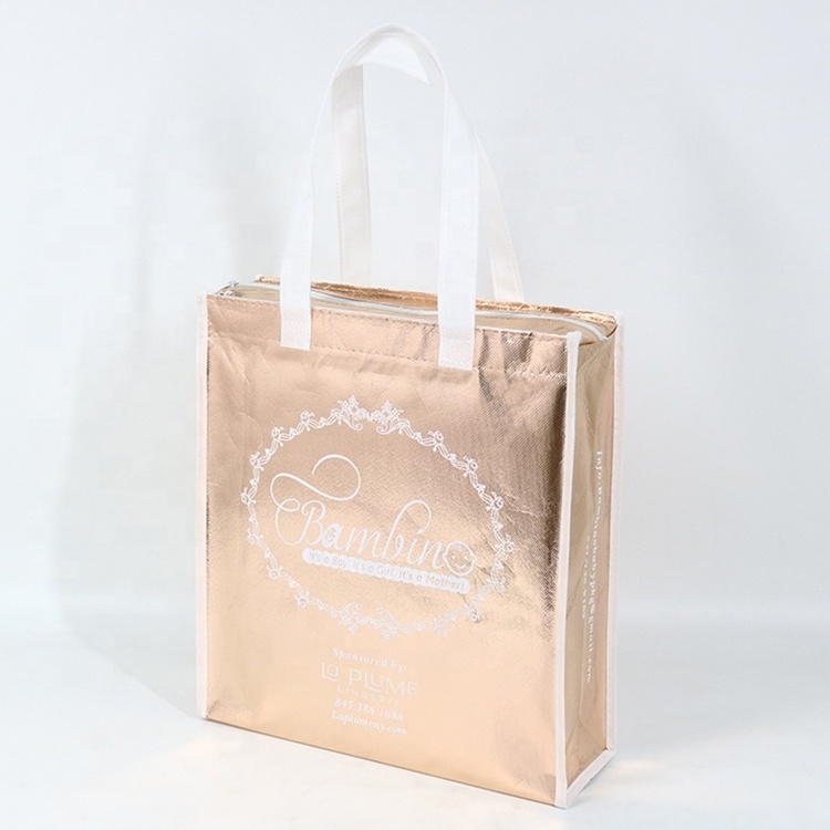 Custom Logo High Quality Laser Laminated PP Non Woven Bag With Zipper Non-woven Shopping Bag