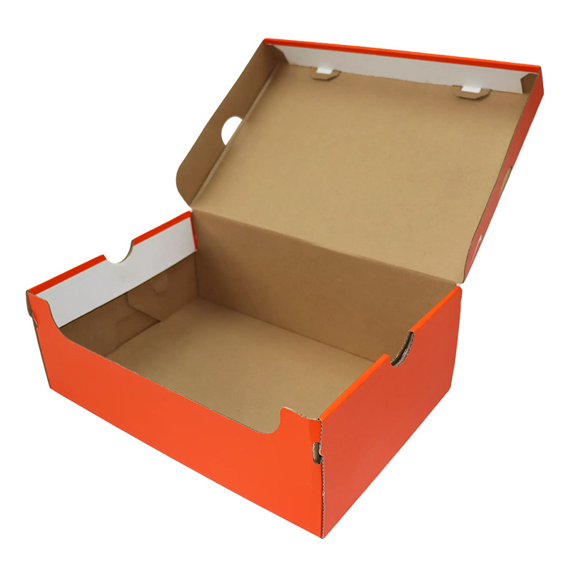 High Quality Rigid Cardboard Shoes Paper Box Packaging Orange Custom Carton Shoe Box Sneakers Boots Women's Shoes Packaging