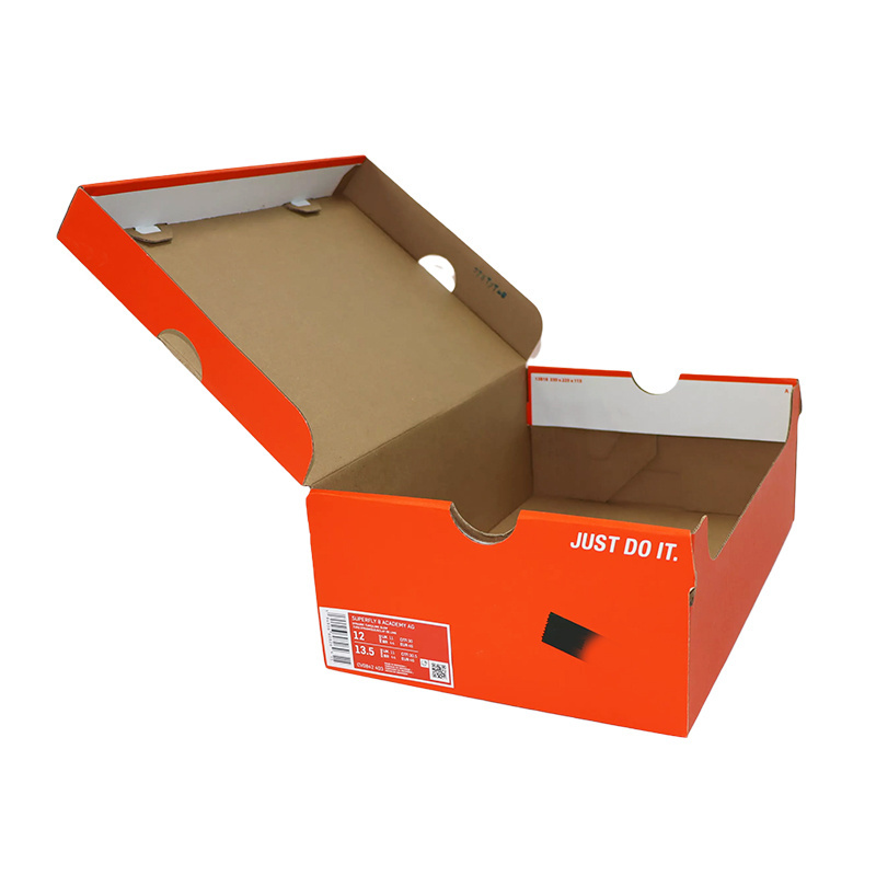 High Quality Rigid Cardboard Shoes Paper Box Packaging Orange Custom Carton Shoe Box Sneakers Boots Women's Shoes Packaging