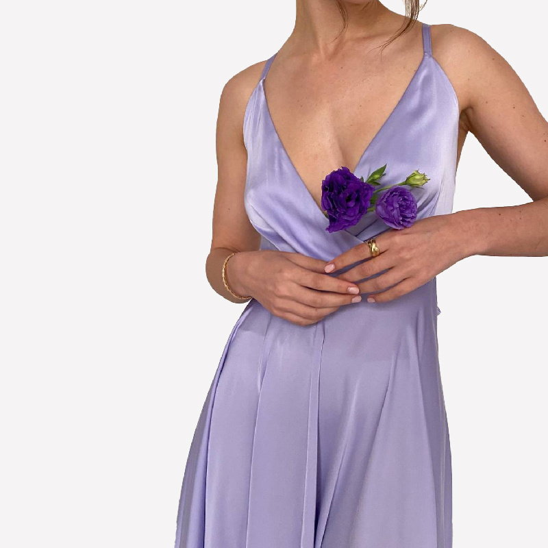 Bridesmaid Dresses Elegant Lilac Spaghetti Straps Bow Tie Backless Midi Length Swing Satin CLASSIC Plus Size Dress Knee-length