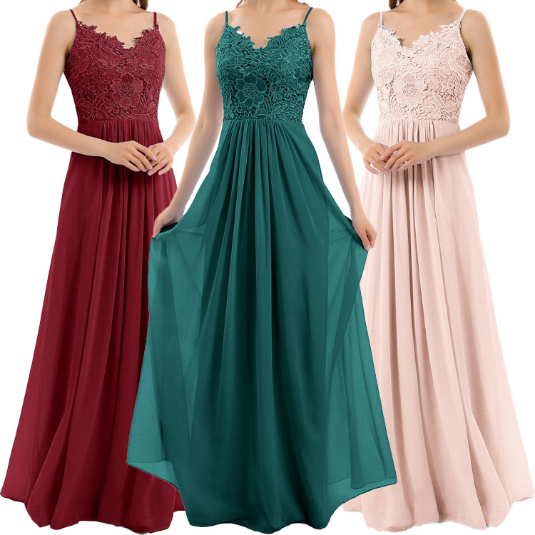 Woman lady summer prom chic formal quinceanera Elegant Vintage Lace Evening Party bridesmaid Wedding long Dresses