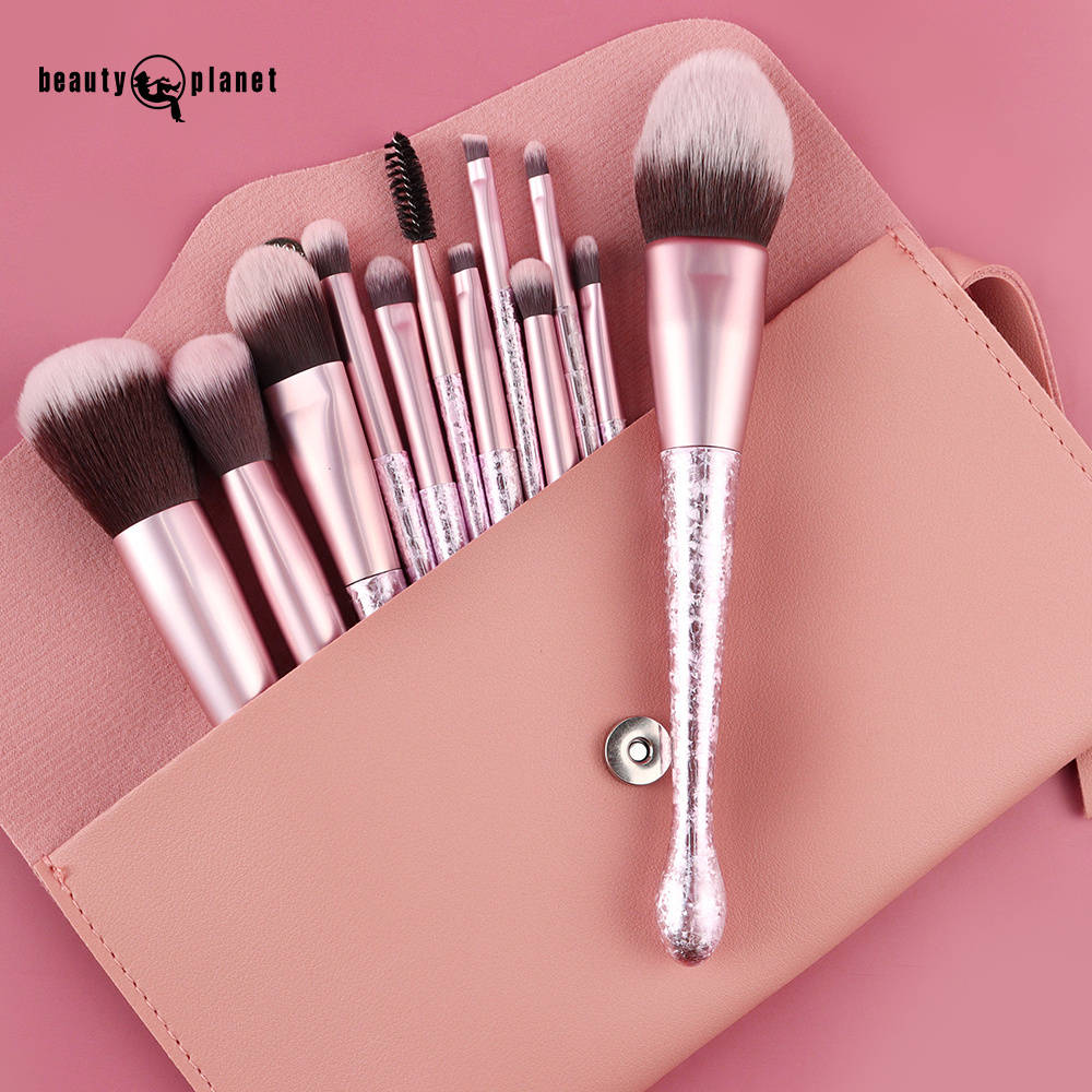 Beauty Planet Custom 12pcs Pinceles De Maquillaje Makeup Artist Supplies Pink Make Up Brushes With Stones And Glitter