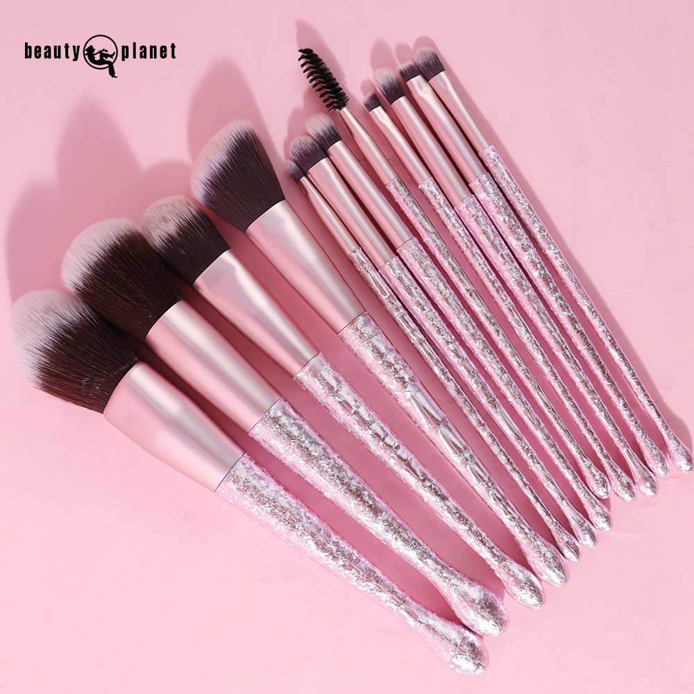 Beauty Planet Custom 12pcs Pinceles De Maquillaje Makeup Artist Supplies Pink Make Up Brushes With Stones And Glitter