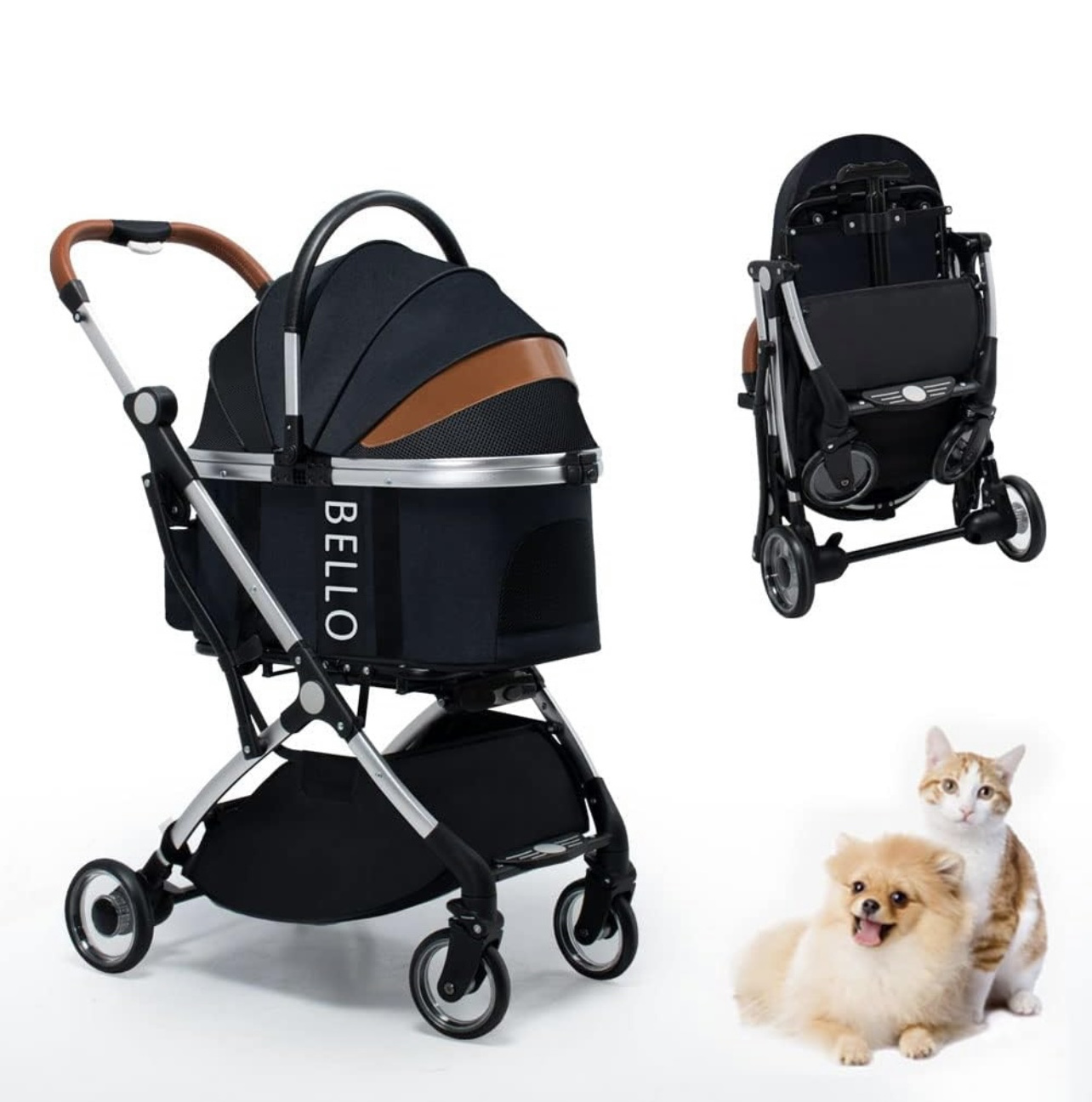 New Style 2 In 1 Large Luxury Pet Stroller Cart Foldable 4 Wheels Pet Travel Strollers For Dog Cat