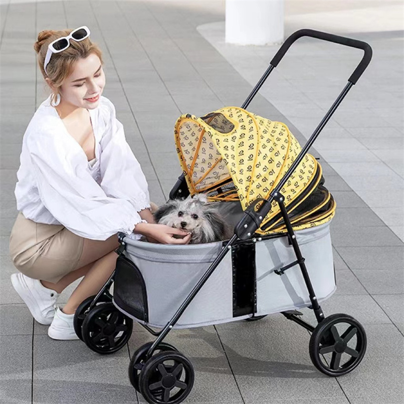 Dog Stroller For Large Pet Jogger Stroller Breathable Animal Stroller Detachable Pet Carrier With 4 Wheels