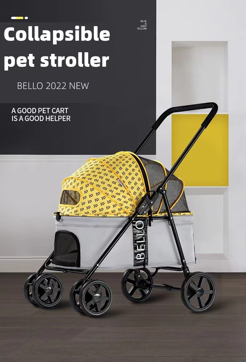 Dog Stroller For Large Pet Jogger Stroller Breathable Animal Stroller Detachable Pet Carrier With 4 Wheels