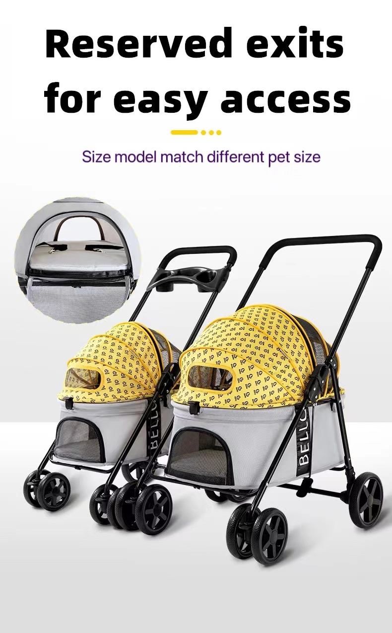 Dog Stroller For Large Pet Jogger Stroller Breathable Animal Stroller Detachable Pet Carrier With 4 Wheels