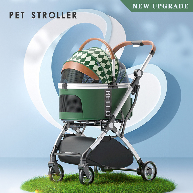 Best Price Luxury Pet Stroller Cart  Pet Travel Strollers For Dog Cat With 4 Wheels