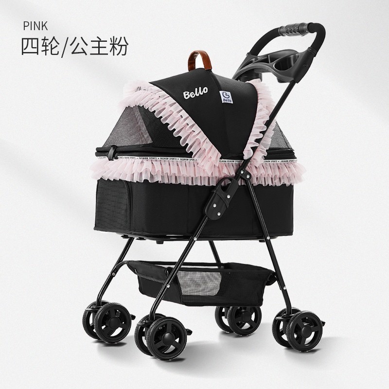 Factory Wholesale Four-wheeled Luxury Cat And Dog Stroller Universal Pet Stroller Separable Easy Walking