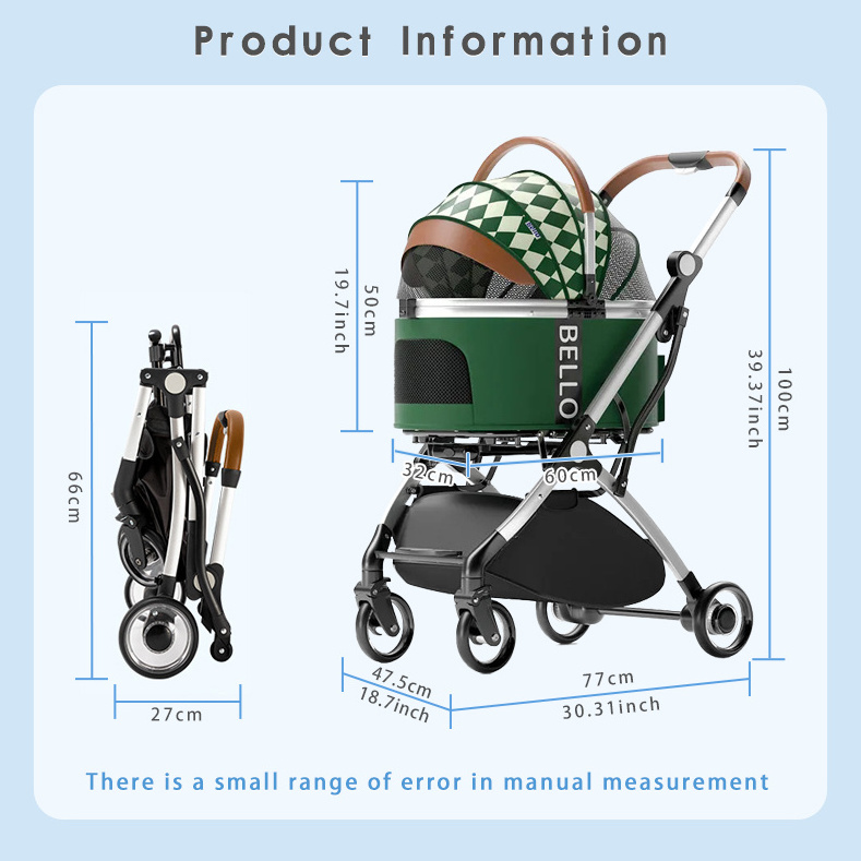 Best Price Luxury Pet Stroller Cart  Pet Travel Strollers For Dog Cat With 4 Wheels