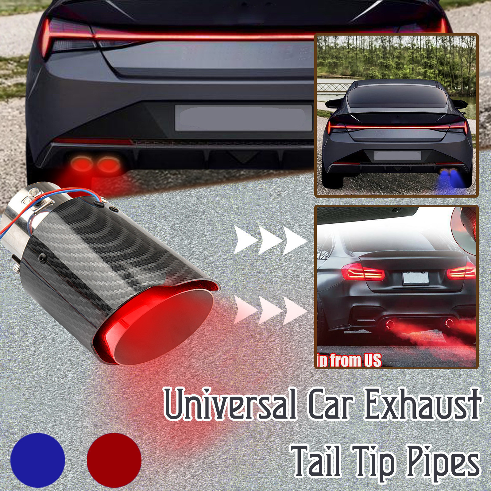 quality supplier exhaust tip light carbon fiber exhaust tip led exhaust tip