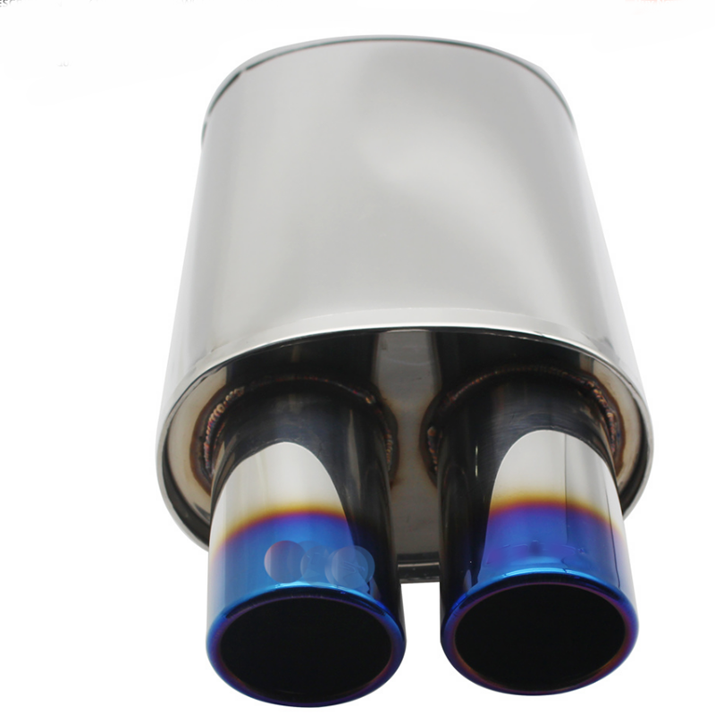 Car Accessories Exhaust Systems Muffler Pipe M Drum Universal Stainless Burned Blue Silver Silencer Double Export 63MM 76MM