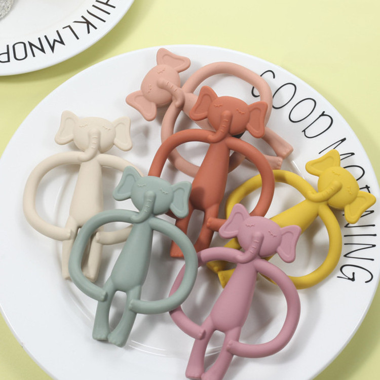 Creative Food Grade BPA-Free Silicone Baby Dental Glue Rabbit Baby Elephant Silicone Molar Stick Soothing Dental Glue Toys