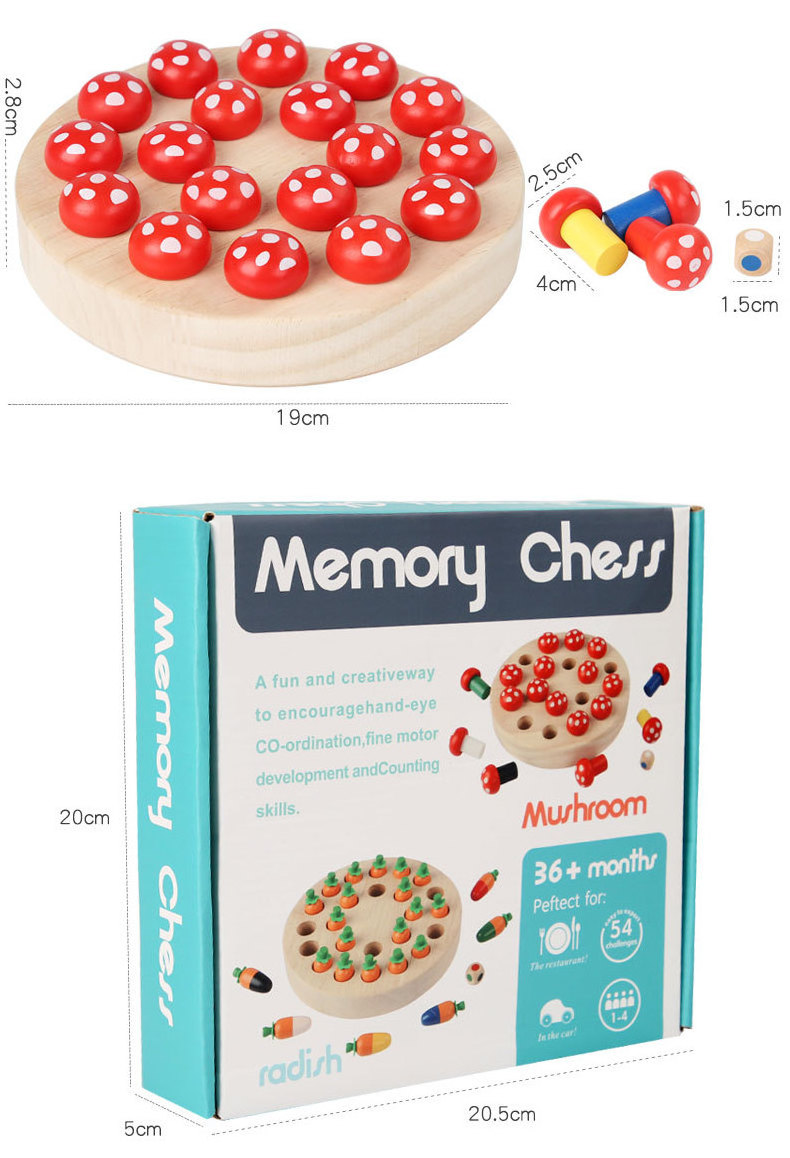 Educational math stick board game Logic Game and Brainteaser mushroom radish puzzle Wooden Memory Chess for kids