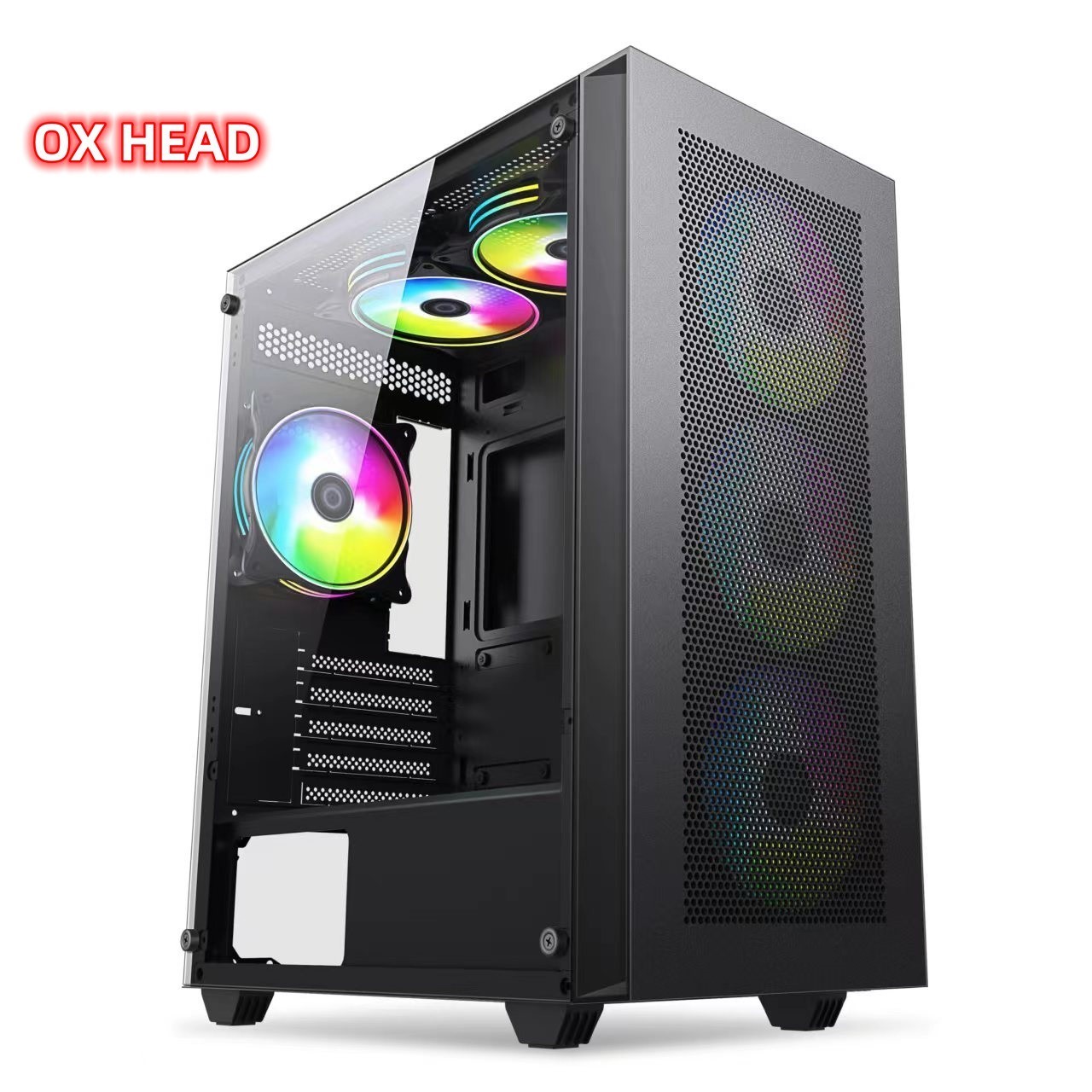 Hot selling glass  Popular Game Case Mesh Panel Glass Side Transparent Bottom Mount Power Supply Personal Game Computer Case