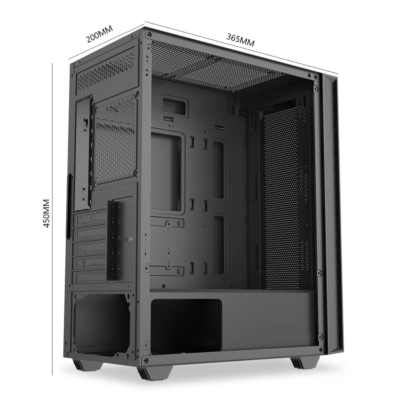 Hot selling glass  Popular Game Case Mesh Panel Glass Side Transparent Bottom Mount Power Supply Personal Game Computer Case