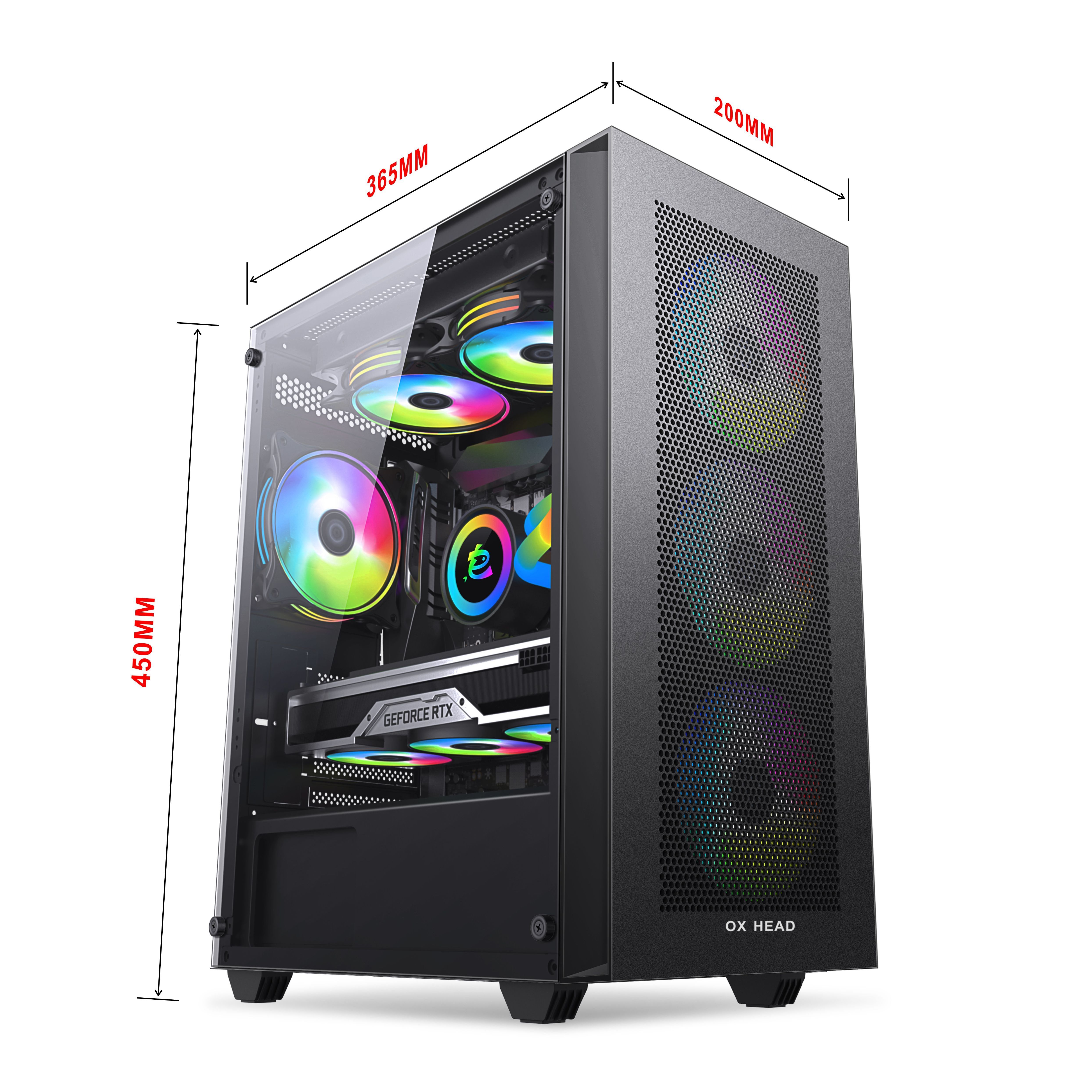 Hot selling glass  Popular Game Case Mesh Panel Glass Side Transparent Bottom Mount Power Supply Personal Game Computer Case