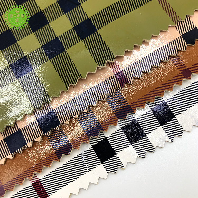 Artificial environmental protection leather material Custom color synthetic grid pattern pu garment leather fabric