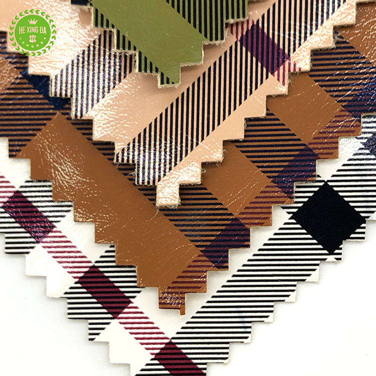 Artificial environmental protection leather material Custom color synthetic grid pattern pu garment leather fabric