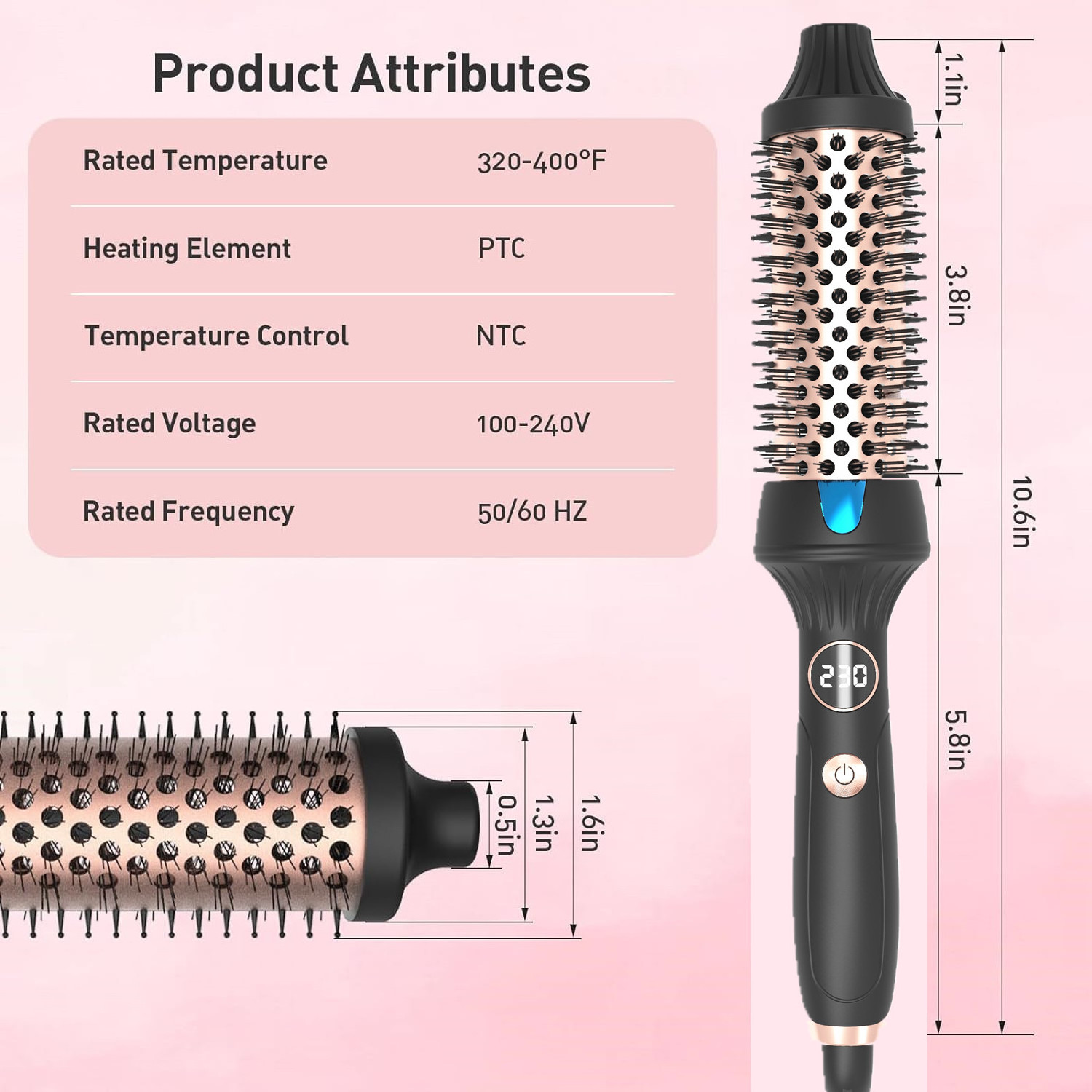 Ceramic LCD Thermal Hair Brush Negative Professional Thermal Ionic Brush Electric Curling Blowout Brush Hot Comb