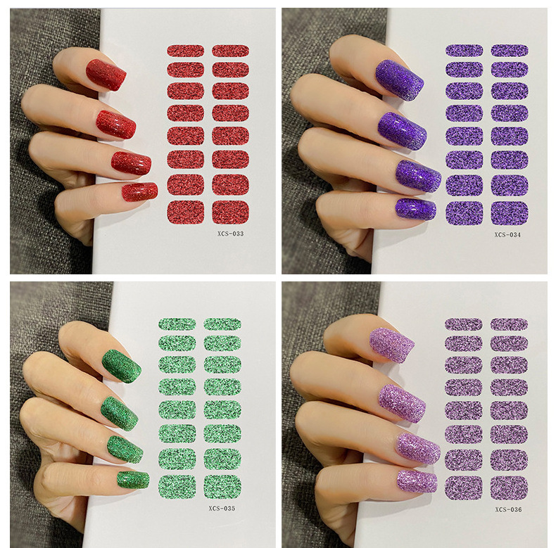 wholesale disposable Nail Polish Film Custom black flash sequin sticker ins wind waterproof lasting nail wraps