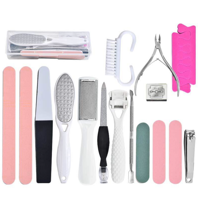 Jinyi 17 in 1 Multi-function Professional Pedicure Manicure Removing Peel Dead Skin Callus Remover Foot Care Rasp File Kit