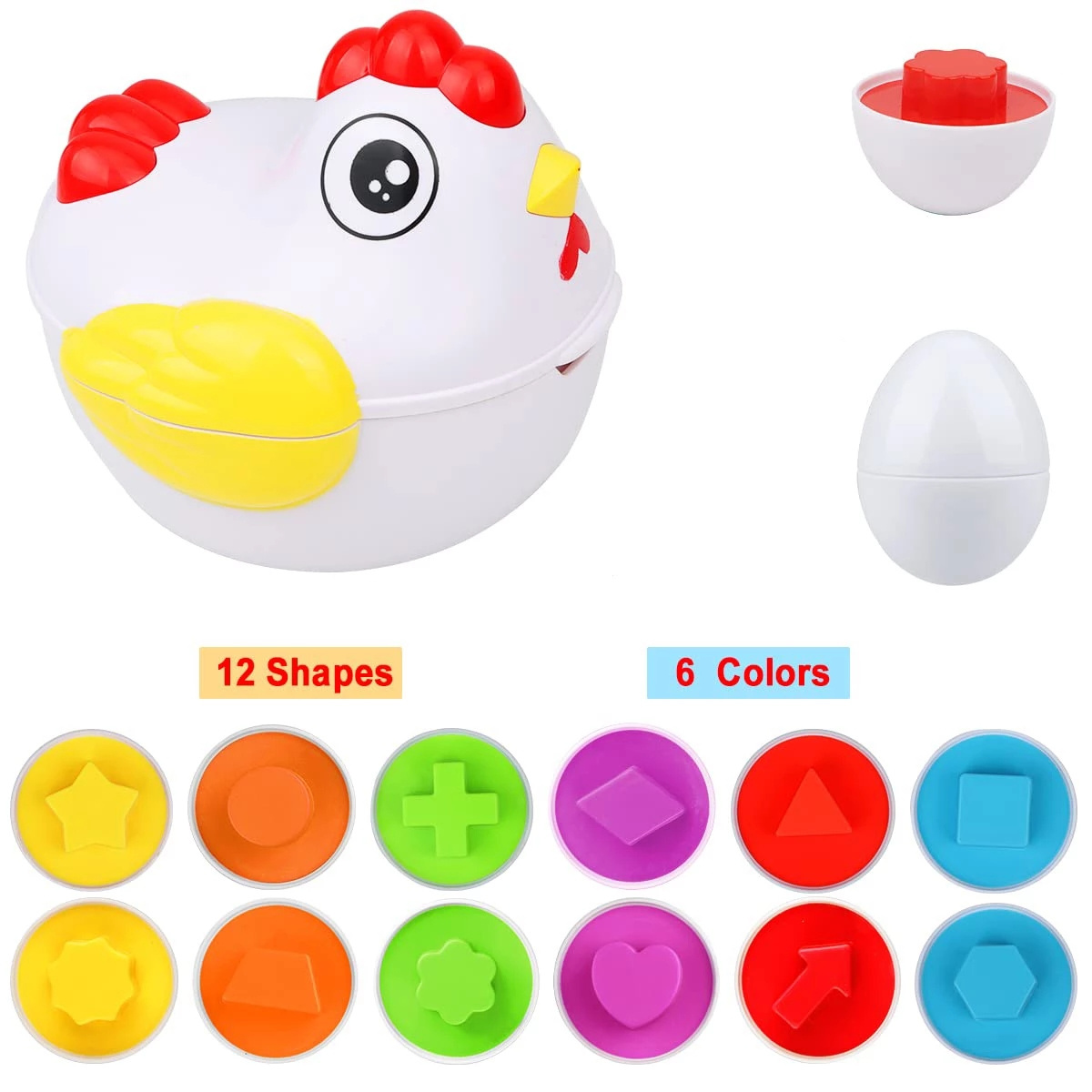 Baby Montessori Eggs Toddler Sensory Toys Educational Smart Easter Egg Games Shape Matching Sorters Chicken Toys for Children