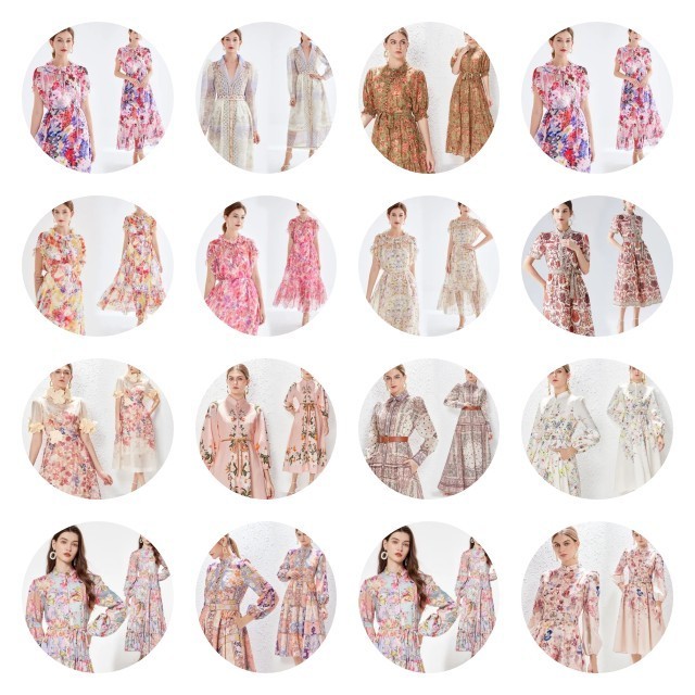 Custom Made European Brand Printed Dress Large Stock Ladies Maxi Dress Support Customization Runway High-End Women Casual Dress