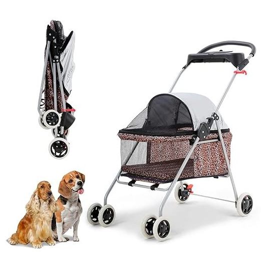 Wholesale  4 Wheels Pet Stroller Lightweight and Foldable Cat Trolley Dog Cart Cat Carrier Pet Trolleys for Dogs