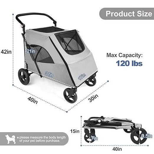 Wholesale Dog Buggy with 4 Wheels Pet Carriers Dog Cat Trolley Strollers for Cats and Dogs