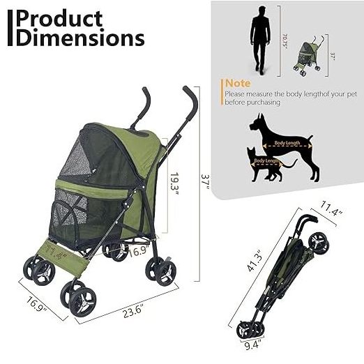 Umbrella Travel Pet Stroller Lightweight Compact Portable Jogger for Small Dogs and Cats