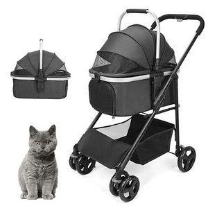 Wholesale Luxury decker Pet Carriers Trolley black gear double jogger 3 in 1 pet double stroller