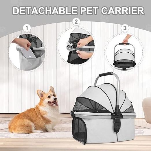 Dogs Aluminum Tube Pull Rod Pets Cart Pet Stroller Pet Carriers For Dogs Detachable Car Bag Travel