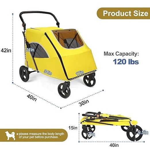 4 Wheels Outdoor Foldable Dog stroller Pet Dog Cat Pet Carriers for large Pet Jogger Stroller