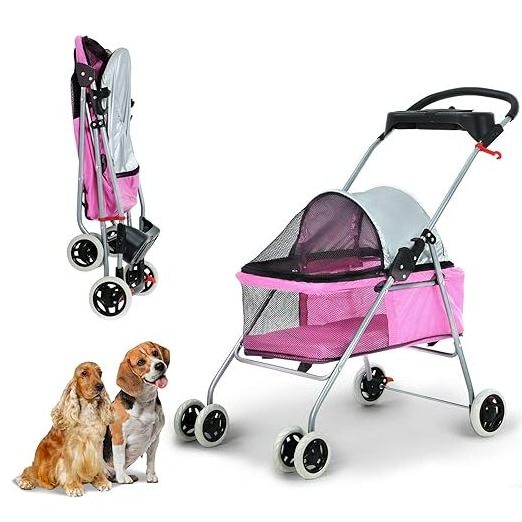 Wholesale  4 Wheels Pet Stroller Lightweight and Foldable Cat Trolley Dog Cart Cat Carrier Pet Trolleys for Dogs