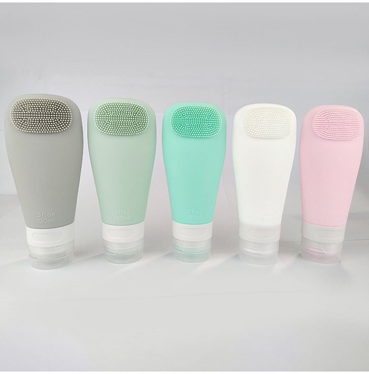 High Quality 90ML Traveling Portable Cosmetic Facial Cleanser Packaging Silica Gel Soft Tube with Brush