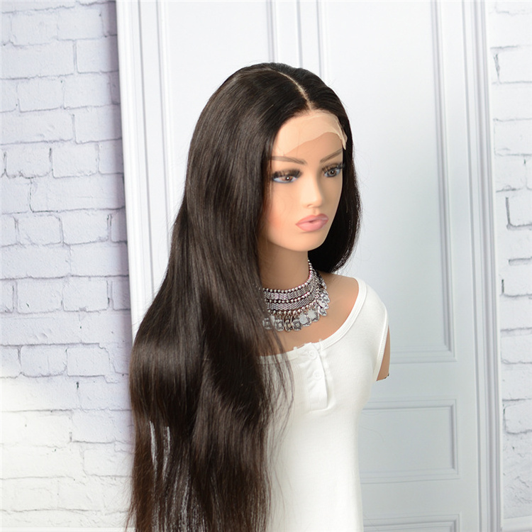 African American Human Hair Wig Suppliers Transparent Lace Brazilian Straight Raw Hair Frontal Wigs Bleached Knots