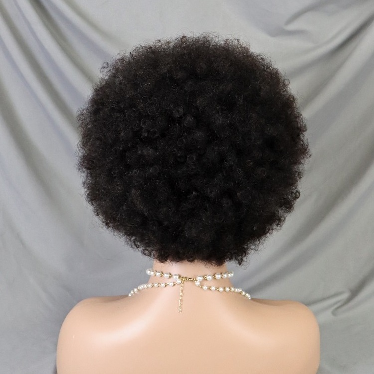 Factory Vendor 100% Human Hair Afro Wave Pixie Wig Hot Selling Natural Black Afro Kinky 13x4 Lace Full frontal Bob Wig