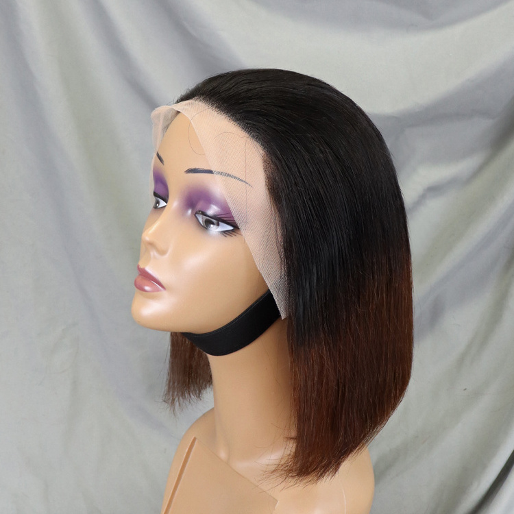 12 Inches Vietnamese Human Hair Lace Front Short Bob Wig 1BT4 Straight Human Hair Bob Vietnamese Wigs