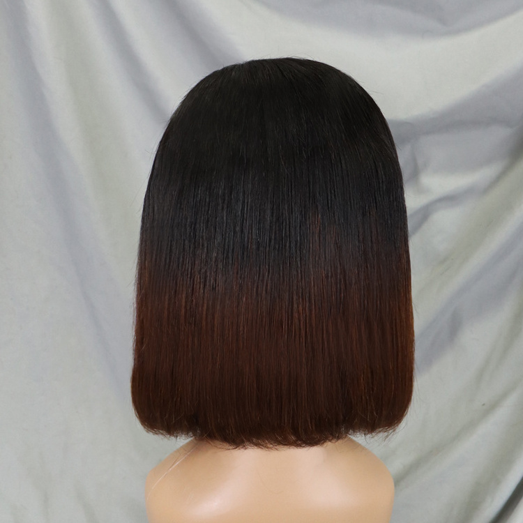 12 Inches Vietnamese Human Hair Lace Front Short Bob Wig 1BT4 Straight Human Hair Bob Vietnamese Wigs